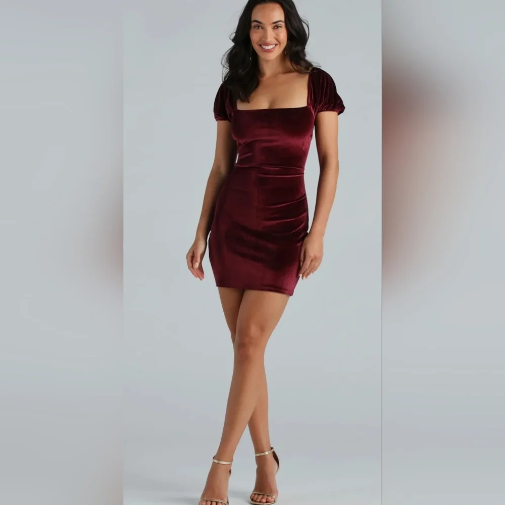 Velvet Bodycon Mini Dress - Picture 1 of 4